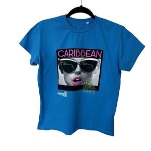 Women's Caribbean Bahamas paradise Blue Large cruise T-shirt Vacation Summer Tee